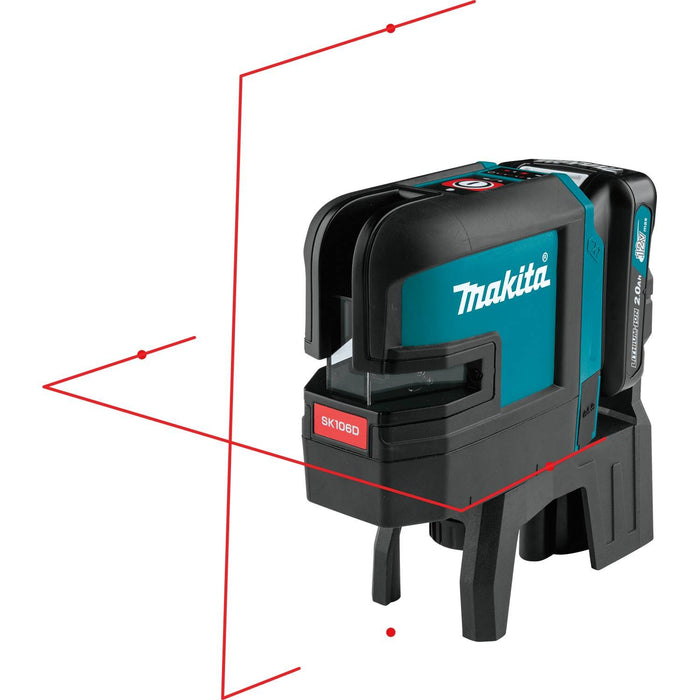 Makita 12V Max CXT Self-Leveling Cross-Line/4-Point Red Beam Laser Kit, bag, with one battery (2.0Ah)