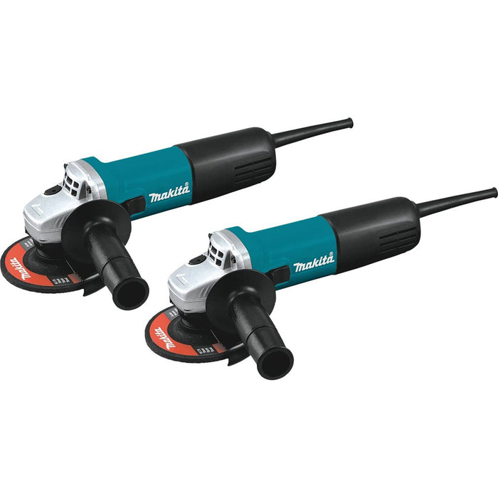 Makita 9557NB2 - 4-1/2" Angle Grinder, 7.5 AMP, 11,000 RPM, 5/8"-11, AC/DC, no lock-off, lock-on (2-Pack)