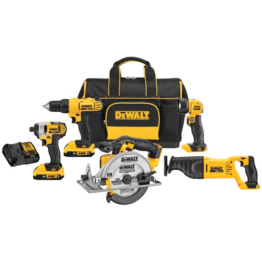 DEWALT 20V MAX Cordless 5-Tool Combo Kit with Contractor Bag