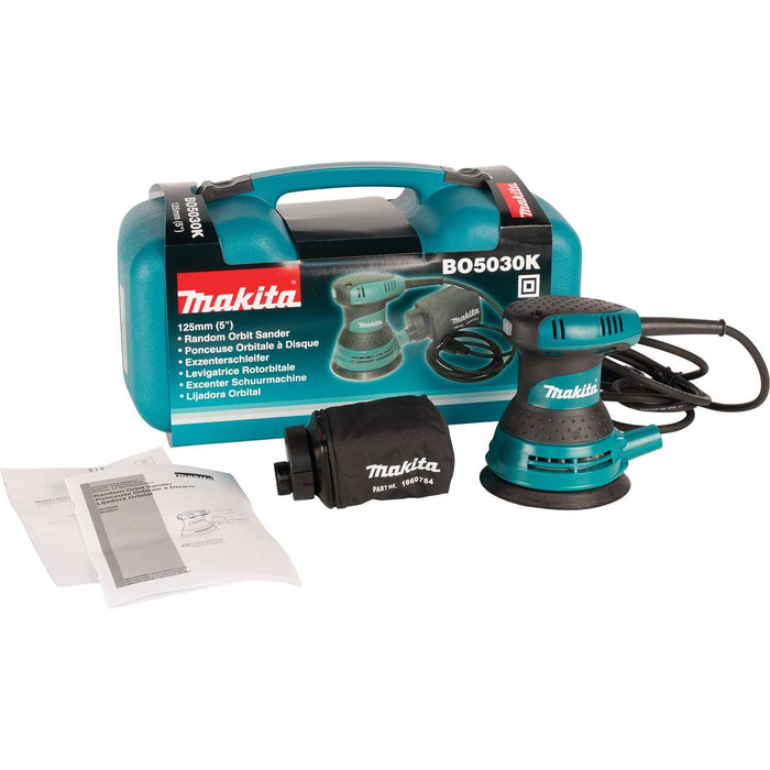 Makita 5" Random Orbit Sander, 3 AMP, 12,000 OPM, case
