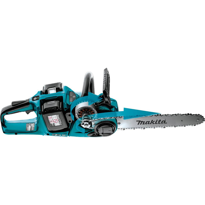 Makita (XCU04PT)18V LXT Brushless 16" Chain Saw Kit, dual port charger (5.0Ah)