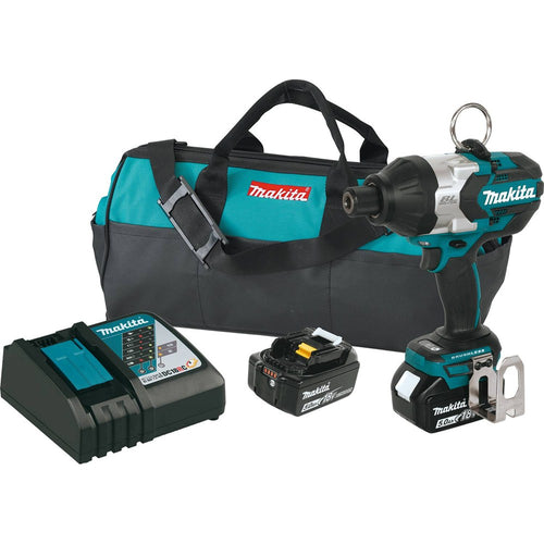Makita XWT09T - 18V LXT Lithium-Ion Brushless Cordless High-Torque 7/16" Hex Impact Wrench Kit, var. spd., rev., L.E.D. Lights, bag (5.0Ah)