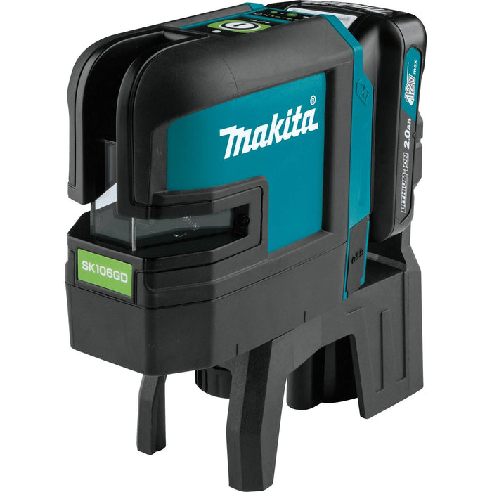 Makita (SK106GDNAX) 12V Max CXT Self-Leveling Cross-Line/4-Point Green Laser Kit, bag, with one battery (2.0Ah)