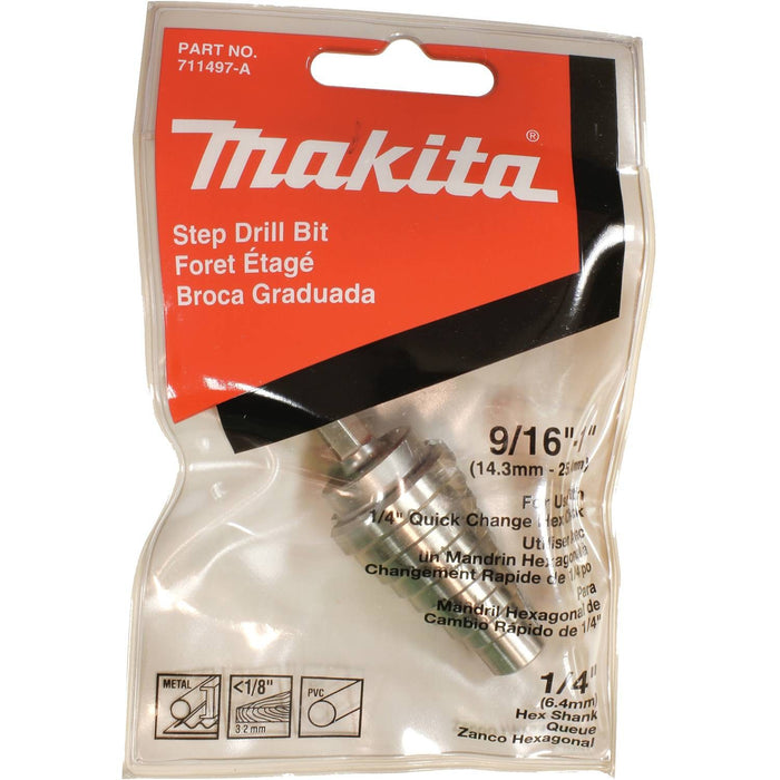 9/16" - 1" H.S.S. Step Drill Bit, 1/4" Hex Shank