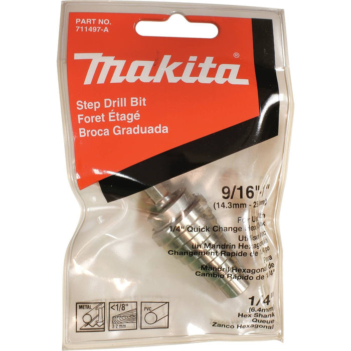 9/16" - 1" H.S.S. Step Drill Bit, 1/4" Hex Shank