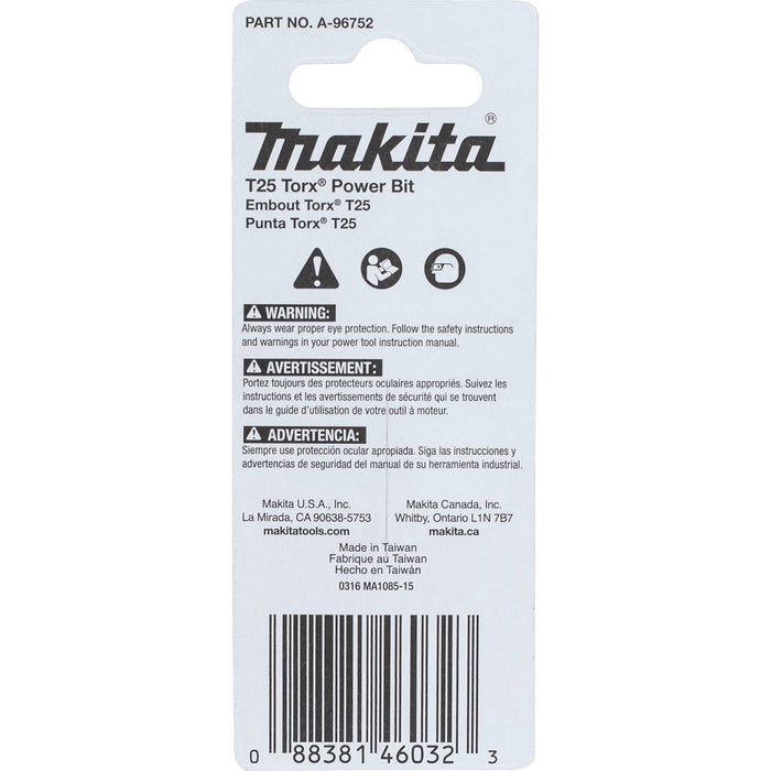 Makita Impact X T25 Torx 2″ Power Bit (2-Pack)