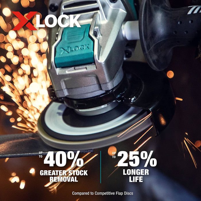 Makita X-LOCK 4‑1/2" 60 Grit Type 29 Angled Grinding and Polishing Flap Disc X-LOCK and All 7/8" Arbor Grinders, 3/pk