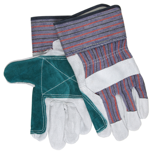 Split Leather Double Palm Work Gloves B Grade Select Shoulder Leather 2.5 Inch Rubberized Safety Cuff