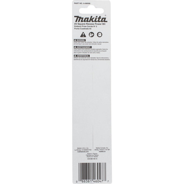 Makita Impact X #2 Square Recess 6″ Power Bit