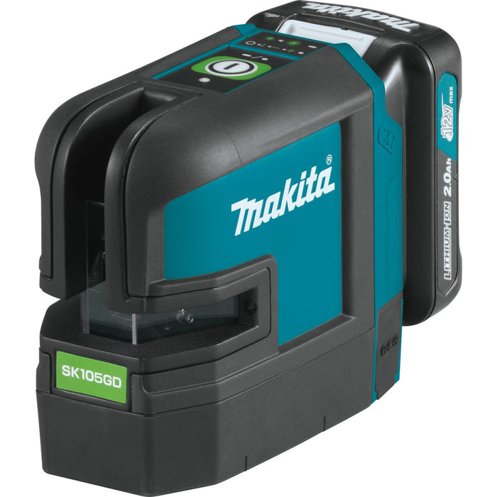 Makita (SK105GDNAX) 12V Max CXT Self-Leveling Cross-Line Green Laser Kit, bag, with one battery (2.0Ah)