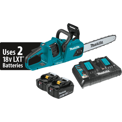 Makita (XCU07PT) 18V LXT Brushless 14" Chain Saw Kit, dual port charger (5.0Ah)