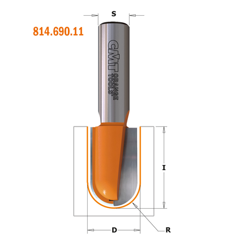 ROUND NOSE BIT R=5/16'' 5/8''x3/8''x2'' S=1/4''