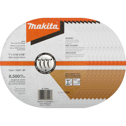 Makita B-12669-10 7" x 1/16" x 7/8" INOX Thin Cut-Off Wheel, 60 Grit (Pack of 10)