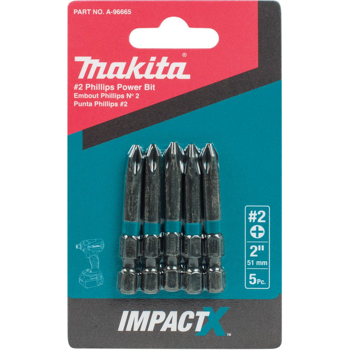 Makita Impact X #2 Phillips 2″ Power Bit (5-Pack)