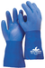 MCR Safety Blue Coat Gloves Flexible and Seamless Triple Dipped PVC 12 Inch Gauntlet Cuff and Seamless Knit Liner