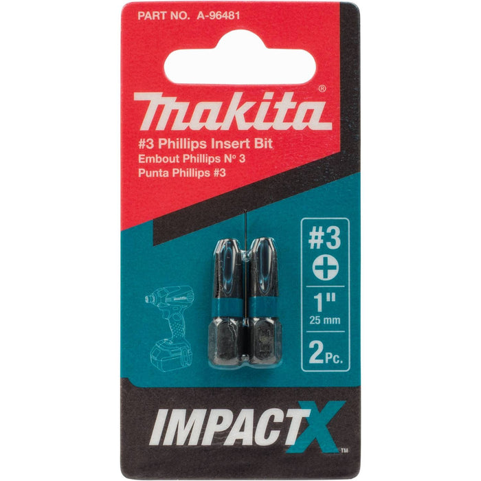 Makita Impact X #3 Phillips 1″ Insert Bit (2-Pack)