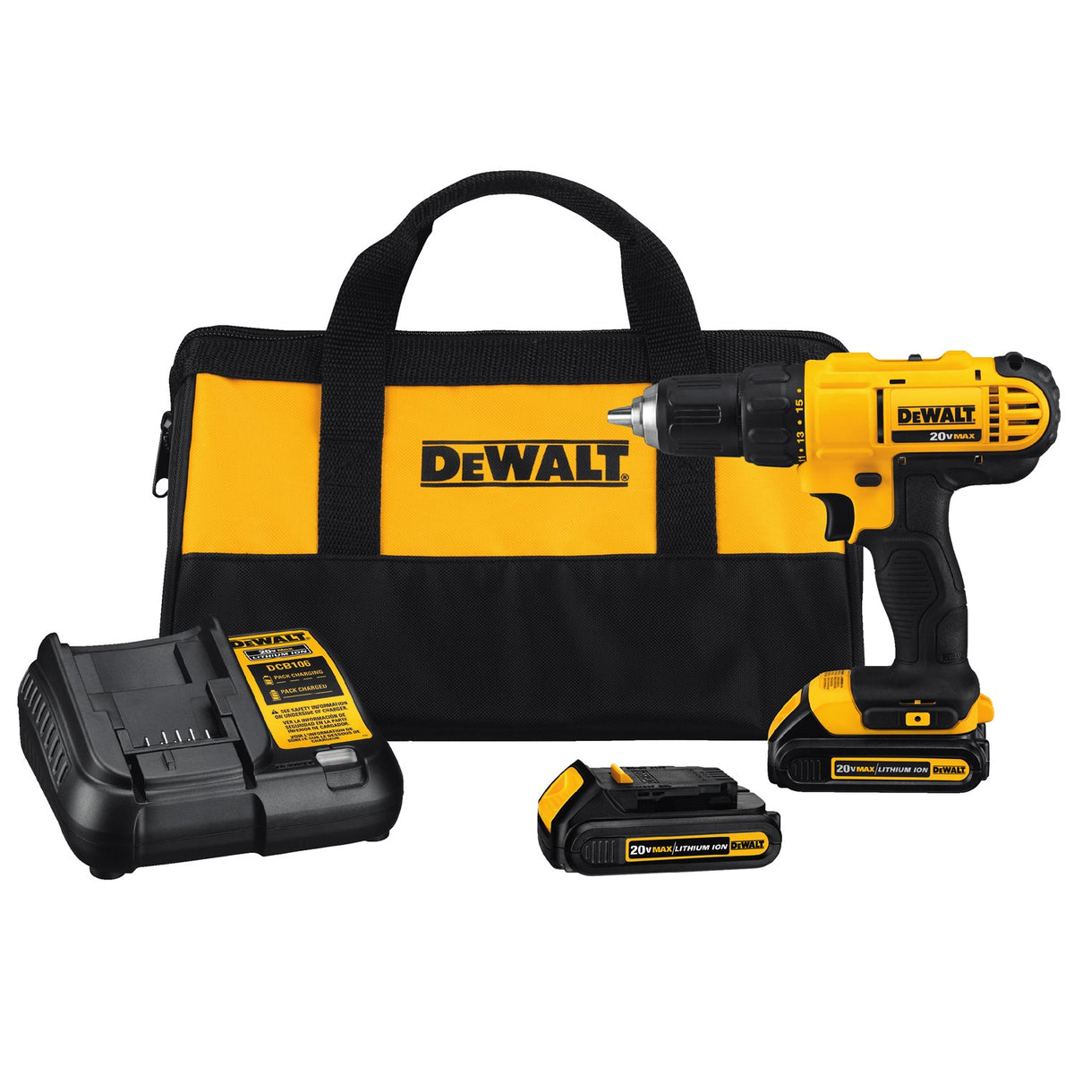 DeWALT 20V DCD771C2 MAX Lithium Ion Compact Drill Driver Kit Contractor Tool Supply a Vera Tools company