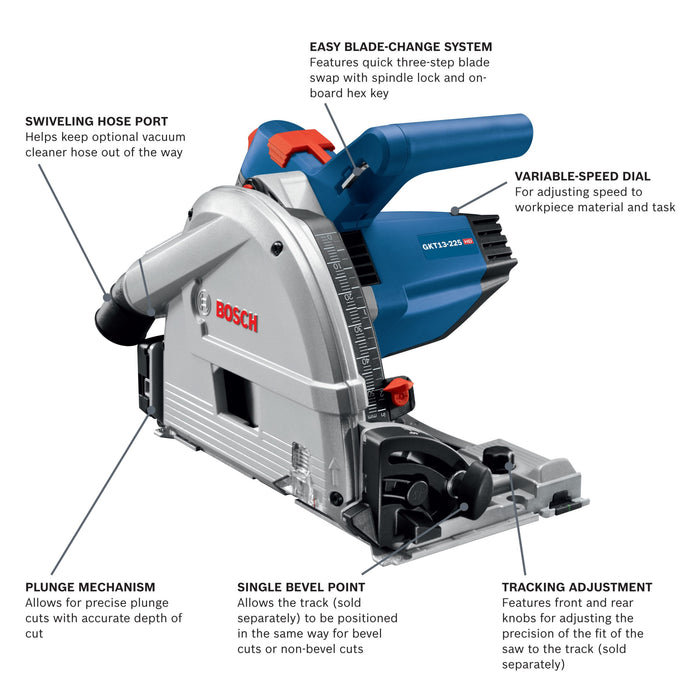 Bosch GKT13-225L - 6-1/2 In. Track Saw with Plunge Action and L-Boxx Carrying Case