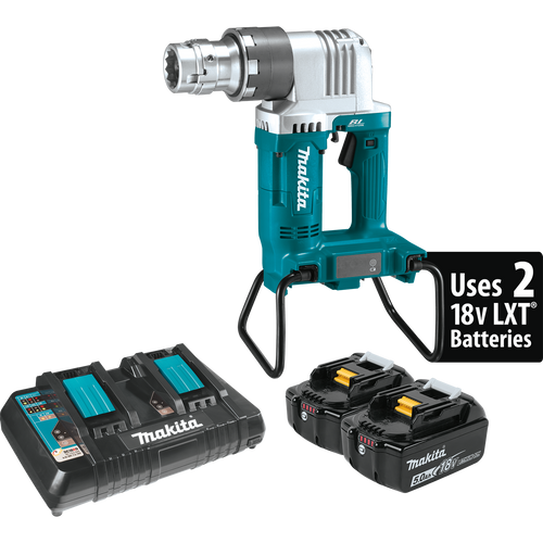 Makita XTW01PT - 36V (18V X2) LXT Brushless Shear Wrench Kit, electric brake, dual port charger, case (5.0Ah)