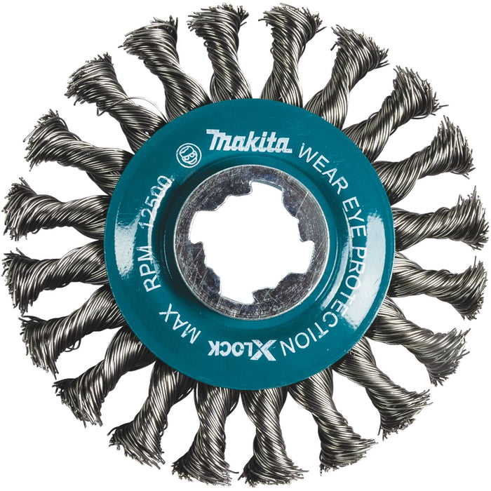 Makita X-LOCK 4-1/2" Carbon Steel Full Cable Knotted Twist Wire Wheel