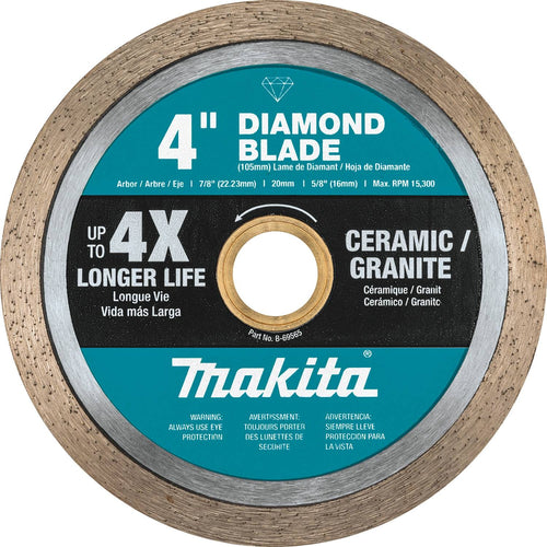 Makita B-69565 - 4" Diamond Blade, Continuous Rim, General Purpose