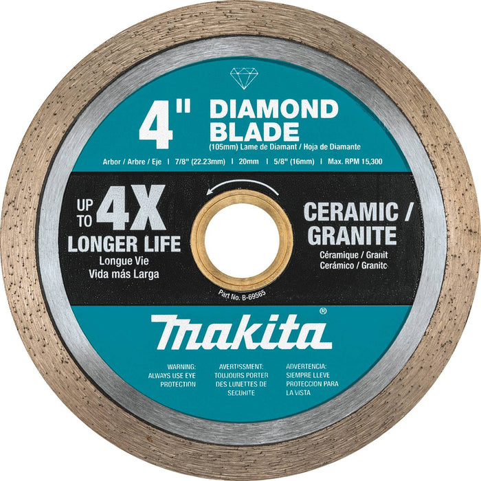 Makita B-69565 - 4" Diamond Blade, Continuous Rim, General Purpose