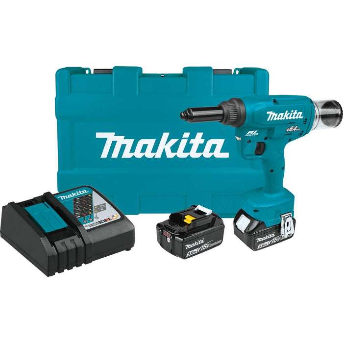 Makita 18V LXT Lithium-Ion Brushless Cordless Rivet Tool Kit, case (5.0Ah)