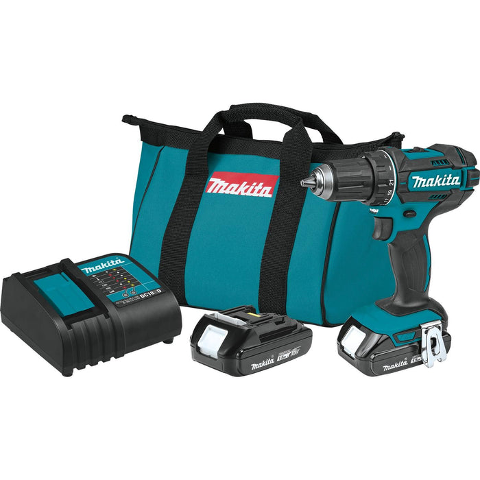 Makita XFD10SY - 18V LXT Lithium-Ion Compact Cordless 1/2" Driver-Drill Kit, 480 in. lbs. torque, var. spd., rev., L.E.D. Light, case (1.5Ah)