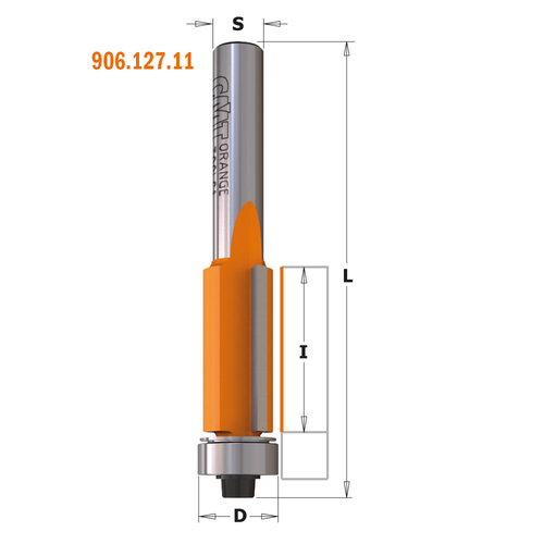 FLUSH TRIM BIT S=1/4"" D=1/2x1x2-51/64'' RH W/BEARING"
