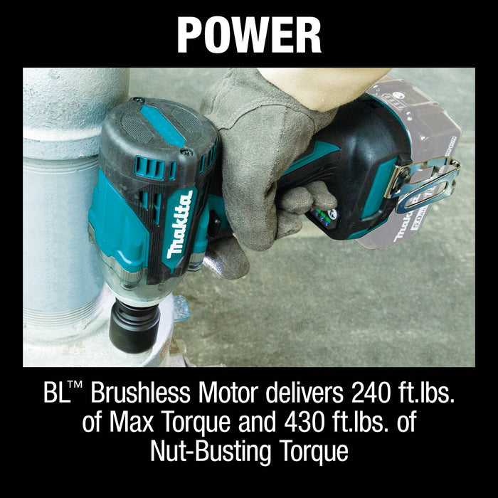 Makita 18V LXT Lithium-Ion Brushless Cordless 4-Speed 1/2" Sq. Drive Impact Wrench w/ Detent Anvil (Bare Tool)