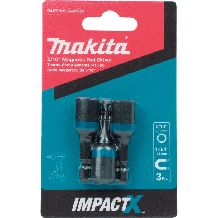 Makita Impact X 5/16″ x 1-3/4″ Magnetic Nut Driver (3-Pack)