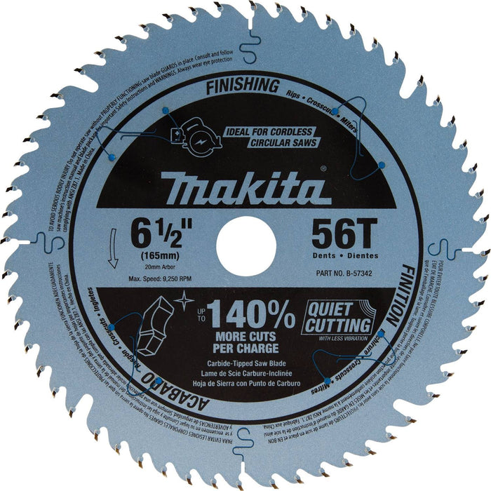 6-1/2" 56T Carbide-Tipped Cordless Plunge Saw Blade